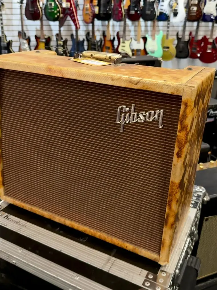 Used guitar and amplifier on display at Music Go Round Louisville